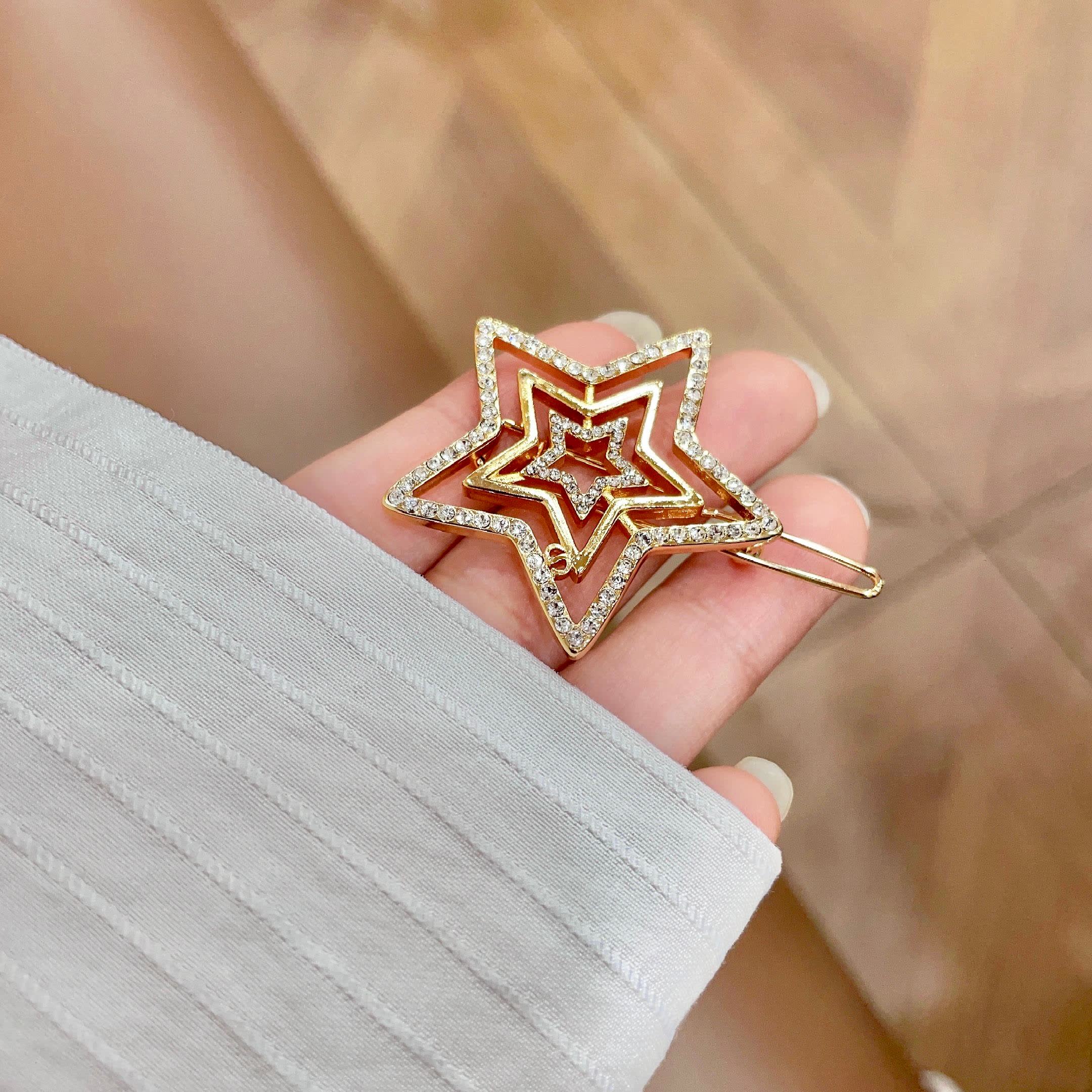 Dior Gold Star Hair Clip with Rhinestones